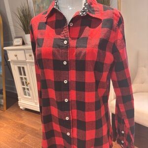 Red and Black Plaid Women's Blouse